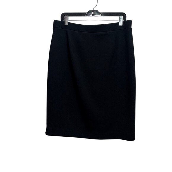 VTG Elle Womens Black Textured Pencil Skirt Lg Stretch Pull On Classic Dark Acad - Picture 1 of 8